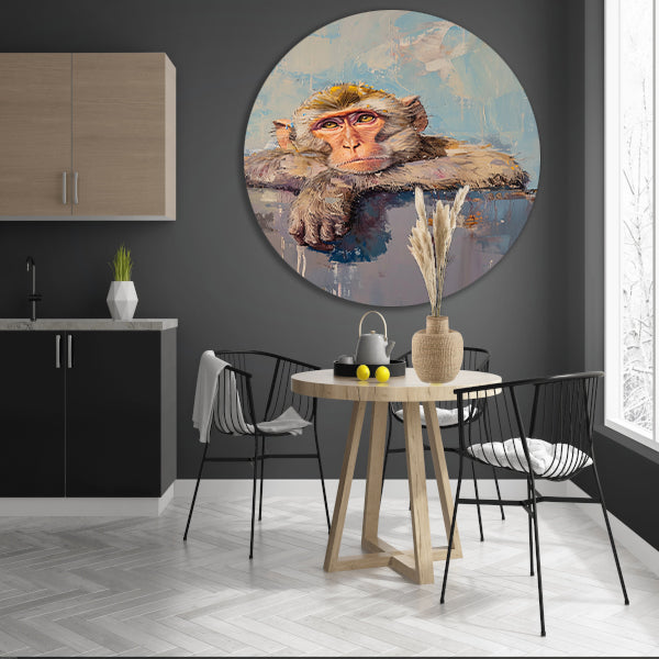 Kleurrijk schilderij van een realistische aap forex muurcirkel