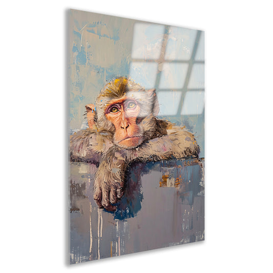 Kleurrijk schilderij van een realistische aap acrylglas