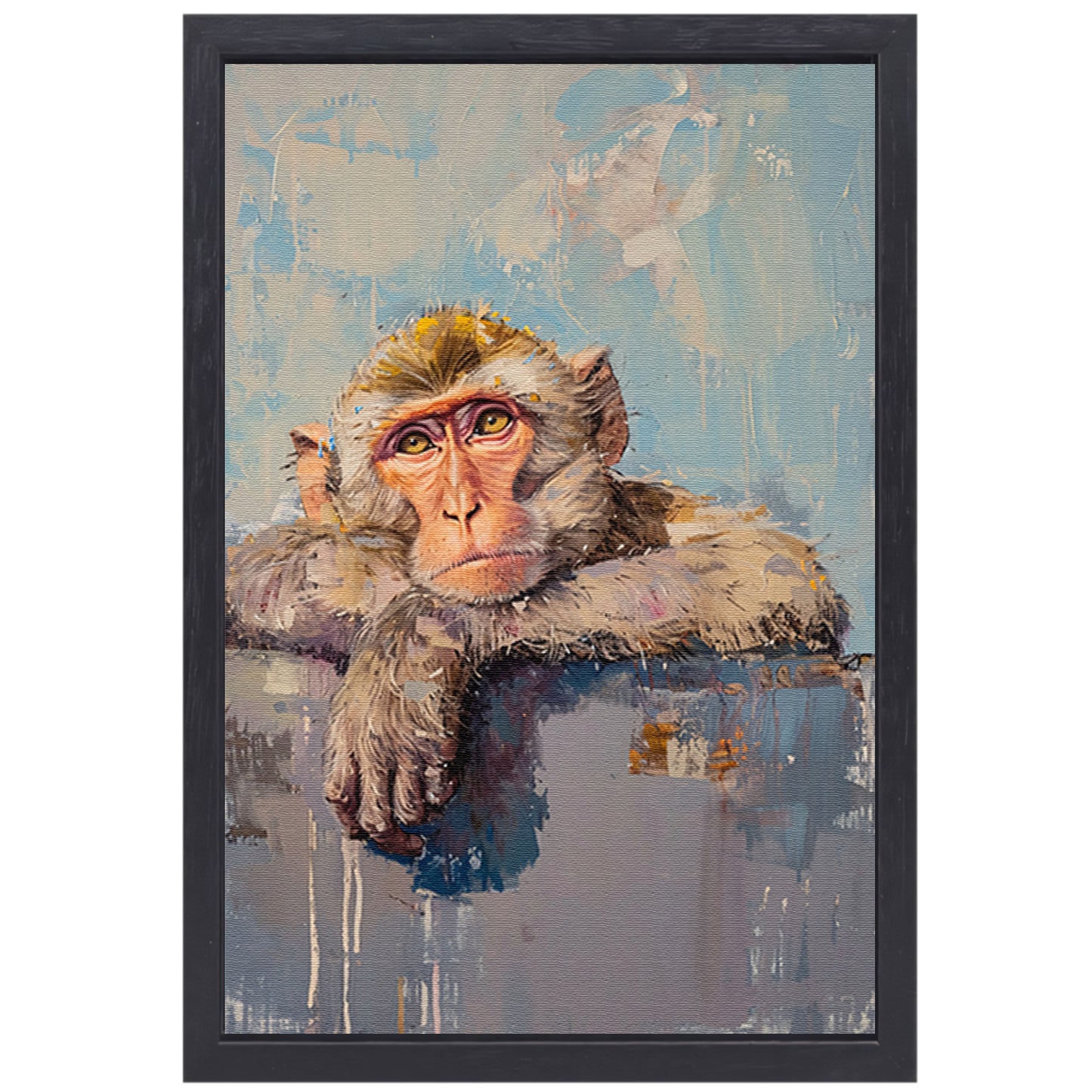 Kleurrijk schilderij van een realistische aap canvas met baklijst