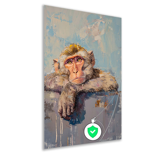 Kleurrijk schilderij van een realistische aap poster