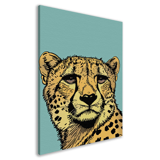 Kleurrijke lijntekening van een cheeta canvas