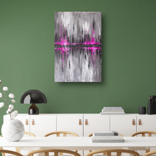 Abstracte skyline in grijs en roze poster