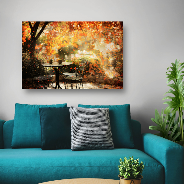 Minimalistische Tafel met Stoel canvas