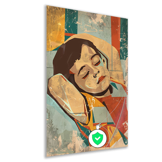 Kleurrijk slapend kind in abstracte stijl   poster