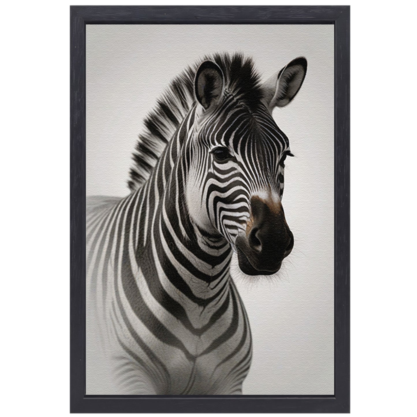 Minimalistisch Portret van een Elegante Zebra canvas met baklijst