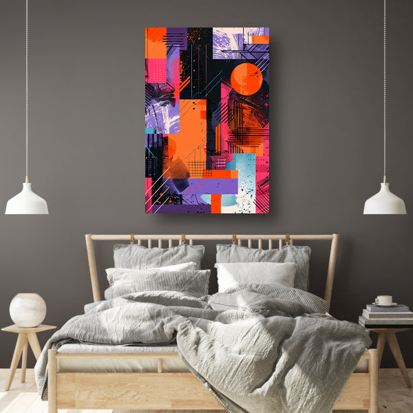 Abstract met felle kleuren canvas met baklijst