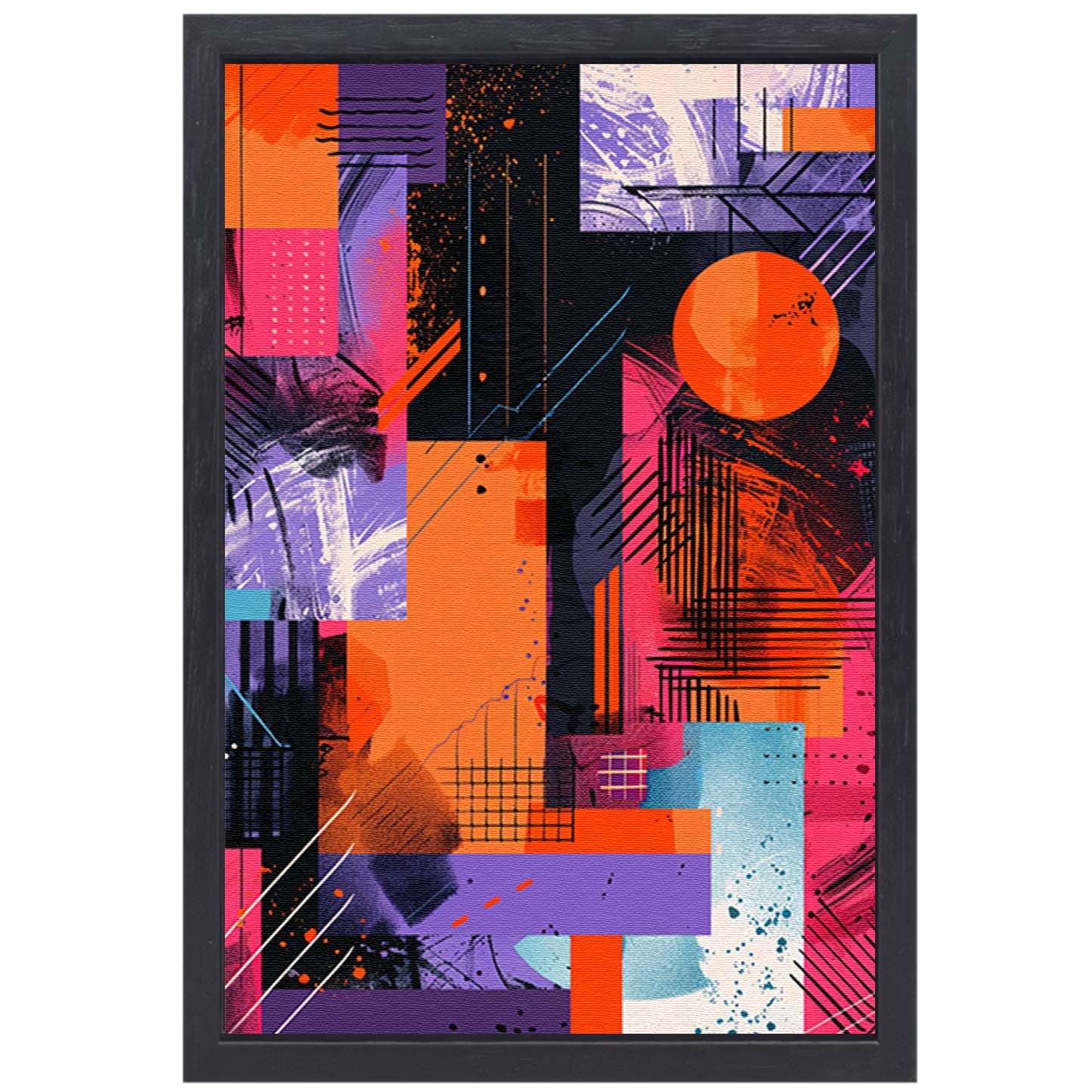 Abstract met felle kleuren canvas met baklijst