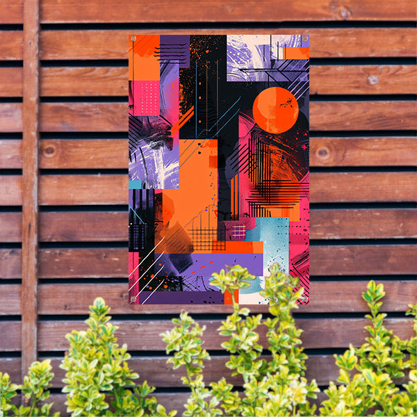 Abstract met felle kleuren tuinposter