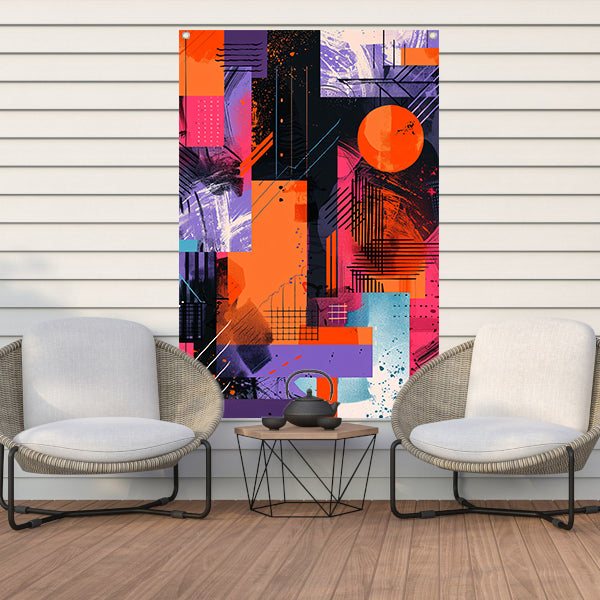 Abstract met felle kleuren tuinposter