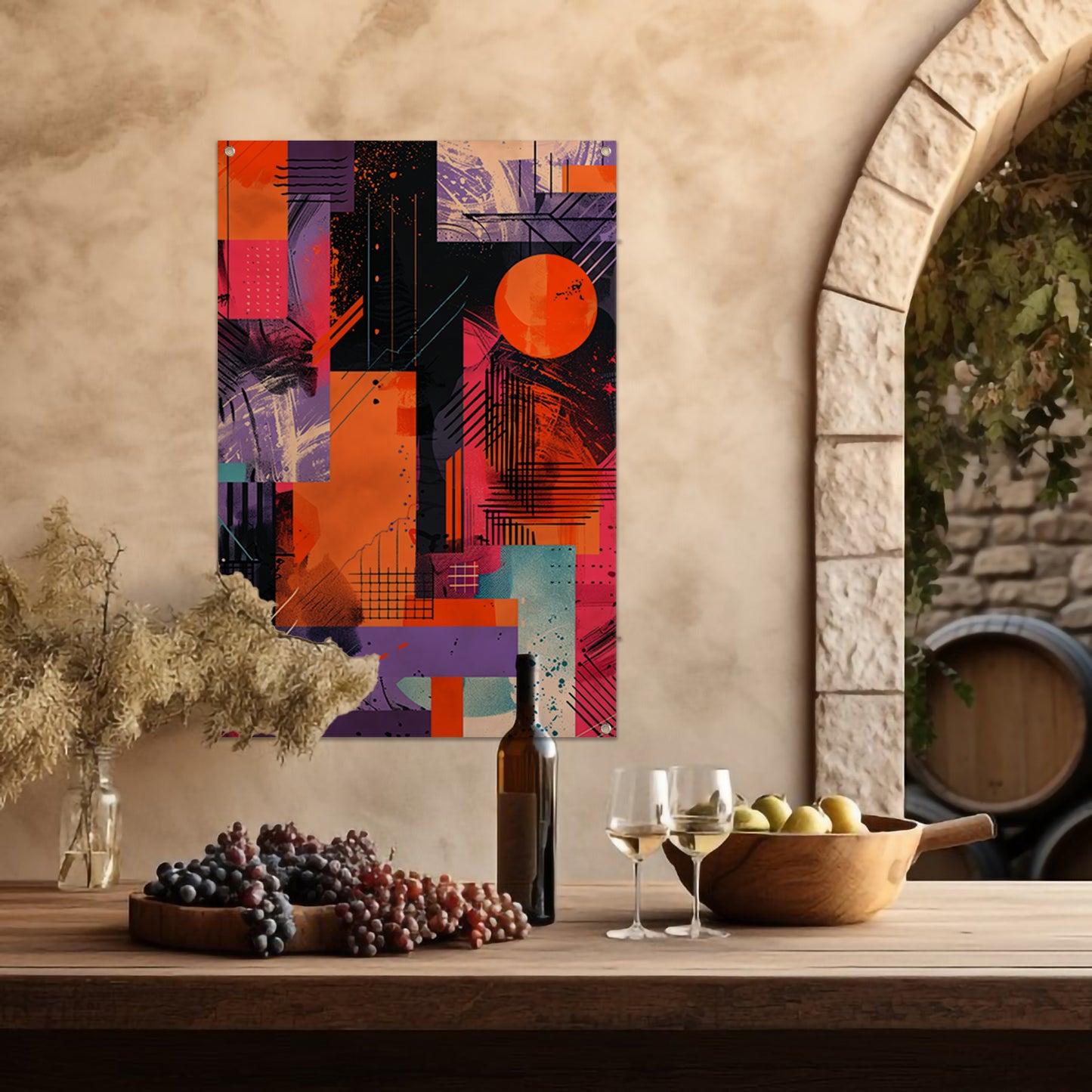 Abstract met felle kleuren tuinposter