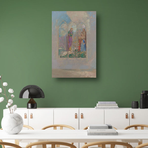 Toewijding in de buurt van een rode struik - Odilon Redon canvas