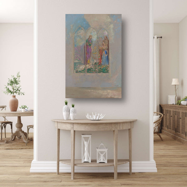 Toewijding in de buurt van een rode struik - Odilon Redon canvas