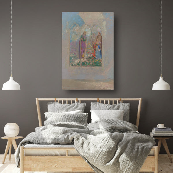Toewijding in de buurt van een rode struik - Odilon Redon canvas