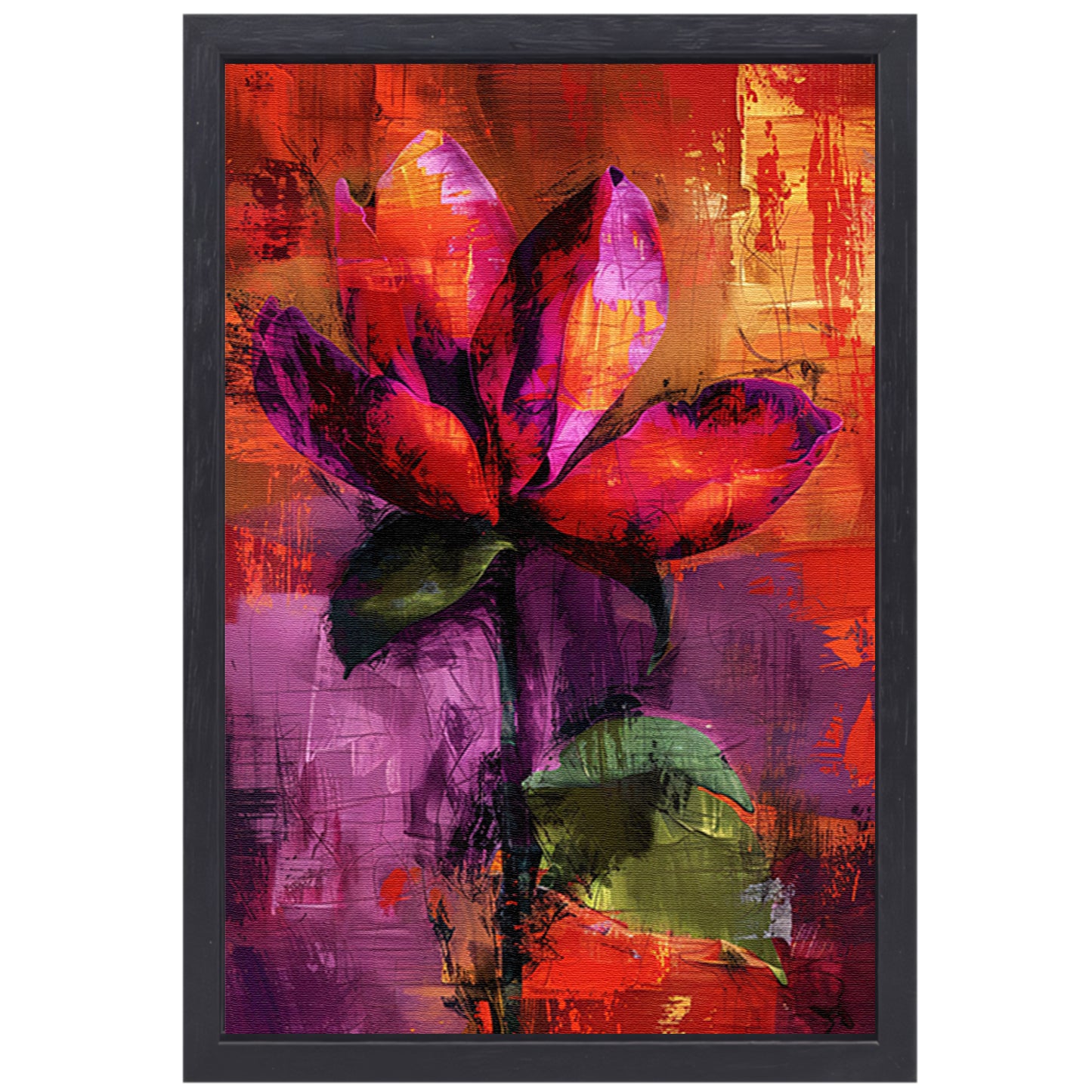 Kleurrijk abstract bloemenontwerp met levendige tinten canvas met baklijst