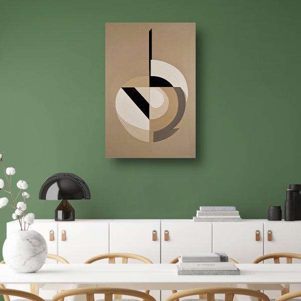 Abstracte geometrie in monochrome tinten canvas met baklijst