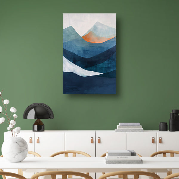 Abstract schilderij van serene bergen canvas
