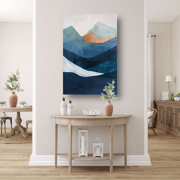 Abstract schilderij van serene bergen canvas