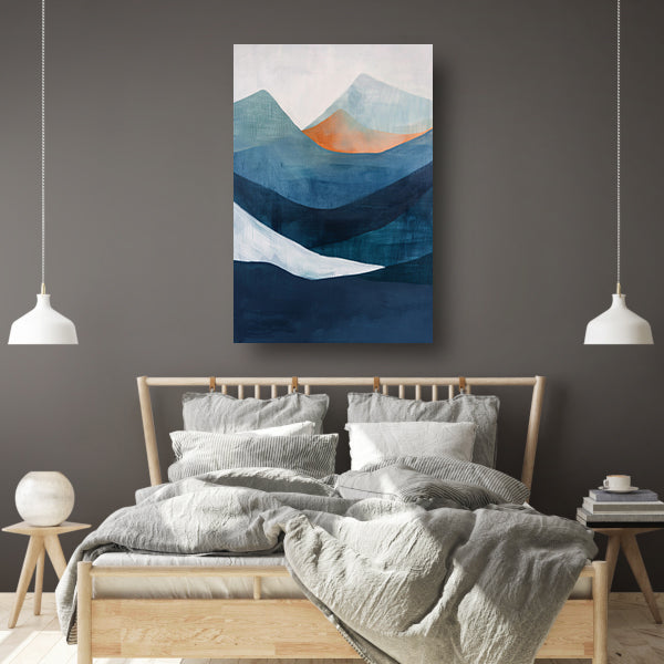 Abstract schilderij van serene bergen canvas