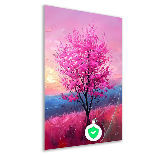 Kleurrijke Boom bij Expressieve Zonsondergang poster