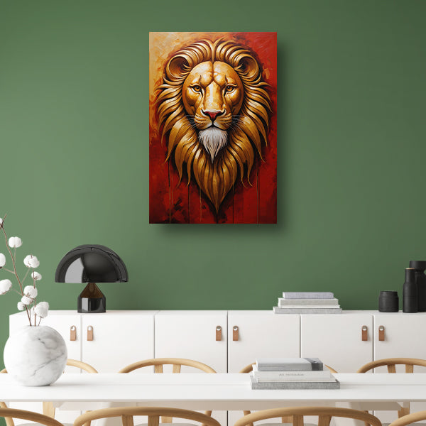 De Majestueuze Gouden Leeuw in Art Nouveau canvas