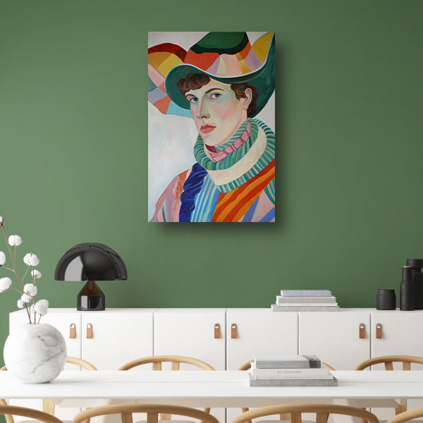 Surrealistisch portret met kleurrijke accessoires canvas