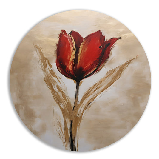Abstracte gouden tulp op neutrale achtergrond aluminium muurcirkel