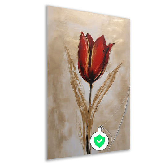 Abstracte gouden tulp op neutrale achtergrond poster