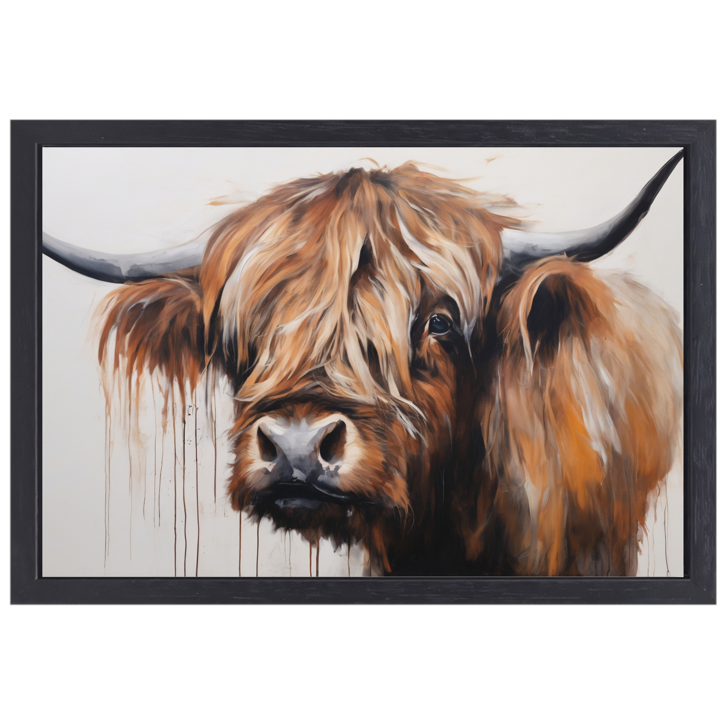 Intens blik Schotse Hoogland koe canvas met baklijst