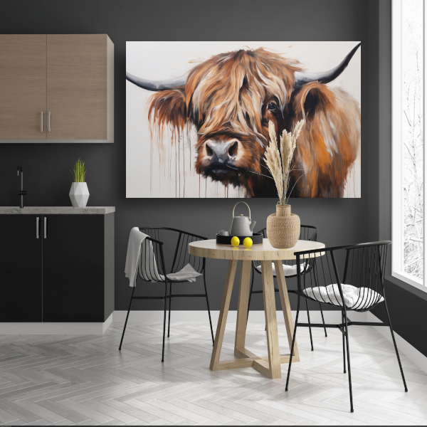Intens Blikkende Hoogland Stier in Kunst canvas