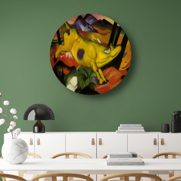 De gele koe - Franz Marc aluminium muurcirkel