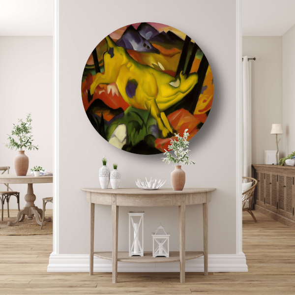 De gele koe - Franz Marc aluminium muurcirkel