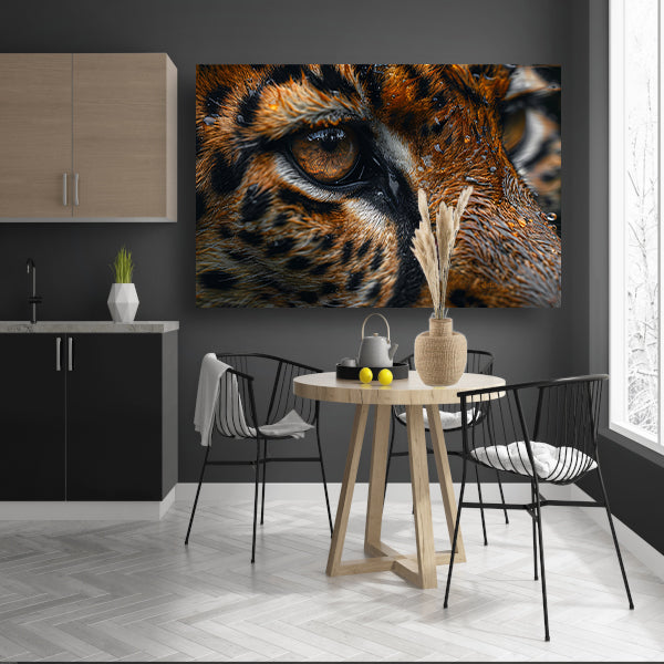 Gedetailleerde close-up van tijgeroog en vacht canvas