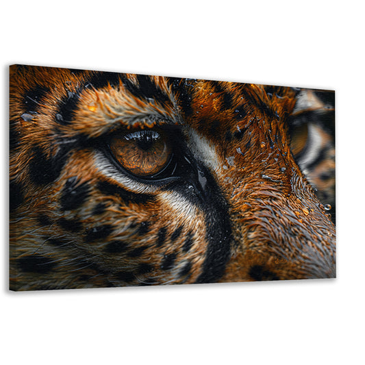 Gedetailleerde close-up van tijgeroog en vacht canvas