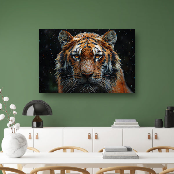Regenbui op tijger canvas