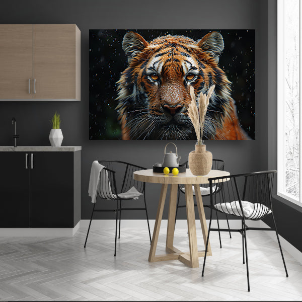 Regenbui op tijger canvas