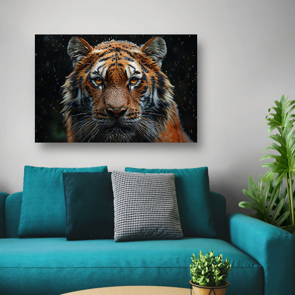 Regenbui op tijger canvas