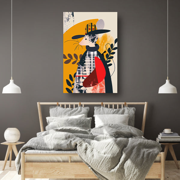 Abstract Muis in Geruite Jas met Planten poster