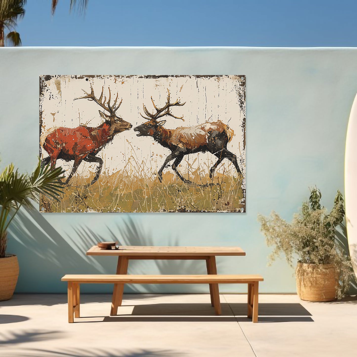 Twee Herten Gevecht Bos tuinposter