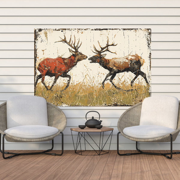 Twee Herten Gevecht Bos tuinposter