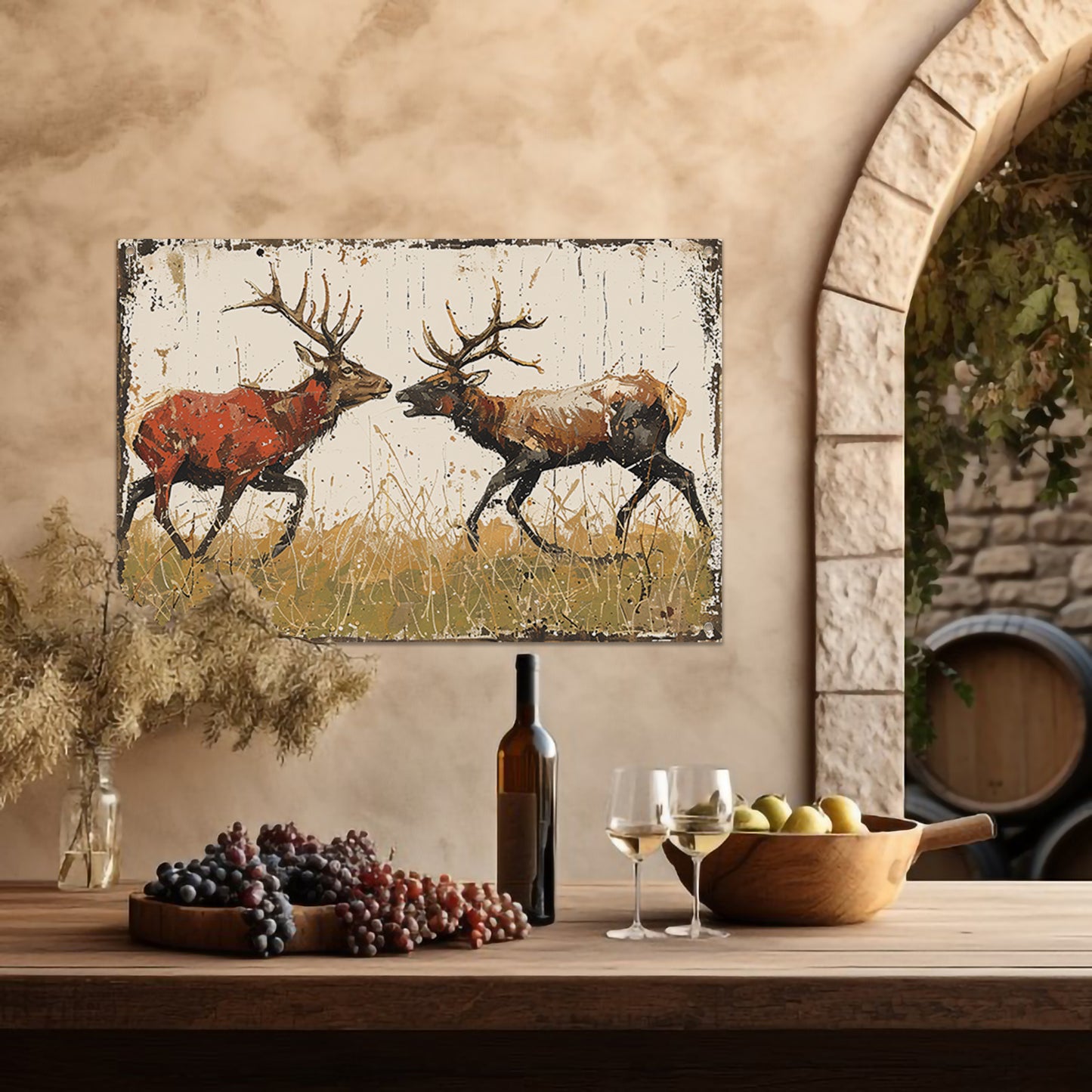 Twee Herten Gevecht Bos tuinposter