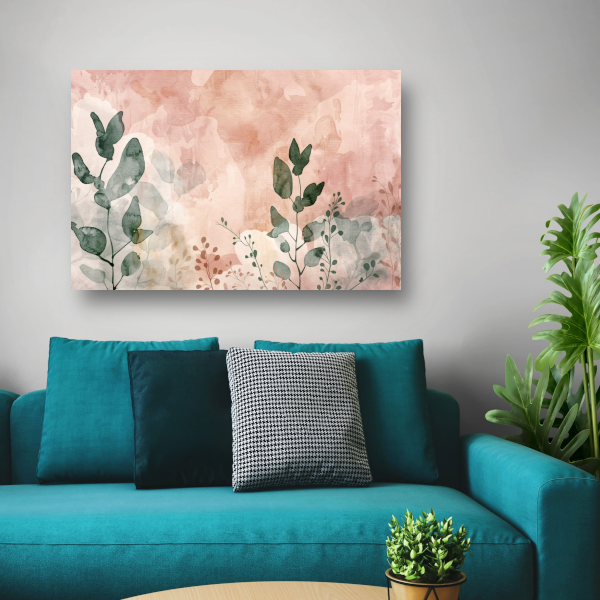 Sepia Bladeren in Aquarel Stijl poster