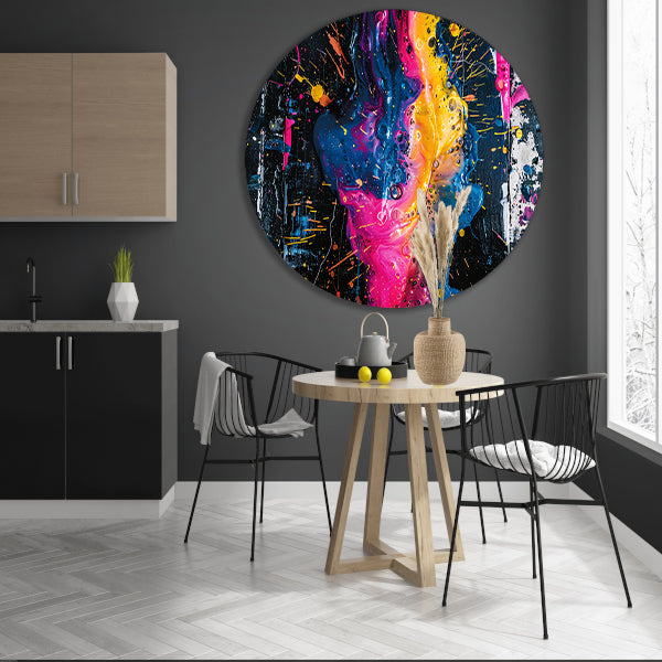 Kleurrijke abstracte kunst met spetters forex muurcirkel
