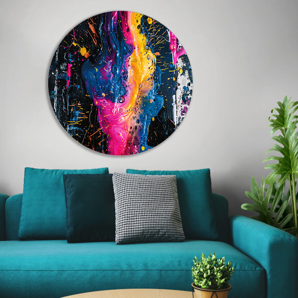 Kleurrijke abstracte kunst met spetters forex muurcirkel