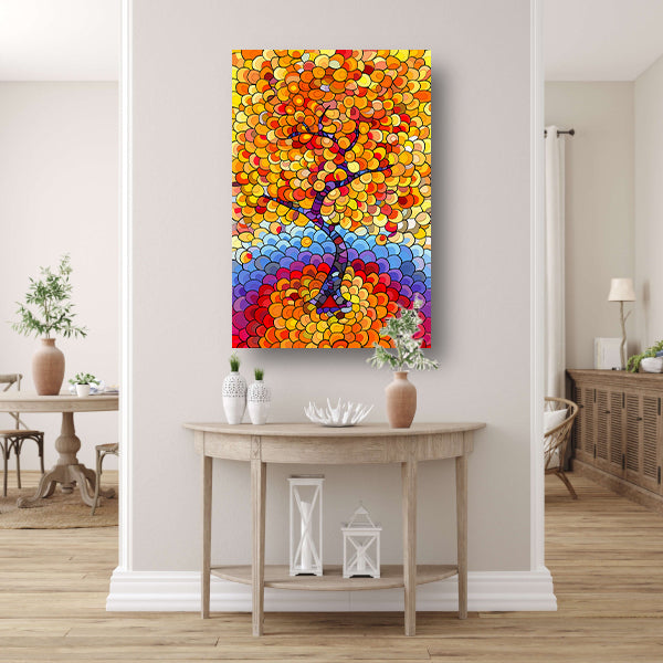 Abstract boom in herfstkleuren poster