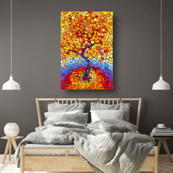 Abstract boom in herfstkleuren poster