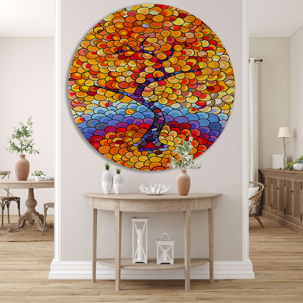 Abstract boom in herfstkleuren forex muurcirkel