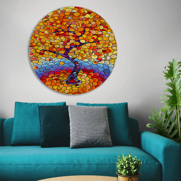 Abstract boom in herfstkleuren forex muurcirkel
