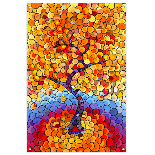 Abstract boom in herfstkleuren tuinposter