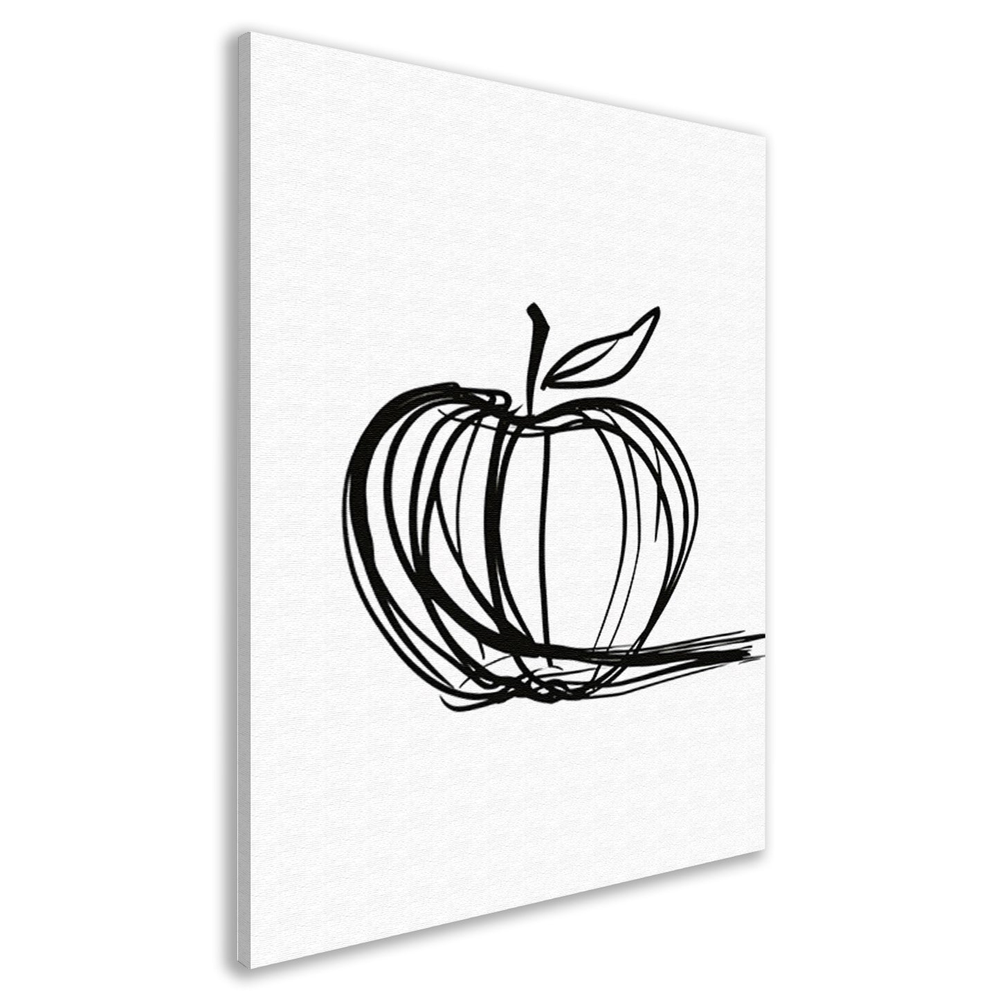 Eenvoudige Zwarte Lijnen Appel Illustratie canvas