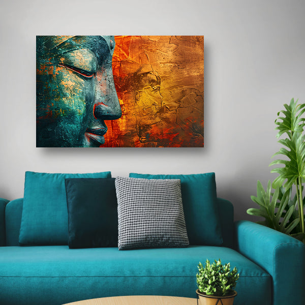 Mystieke Boeddha kunst met kleurrijke texturen poster